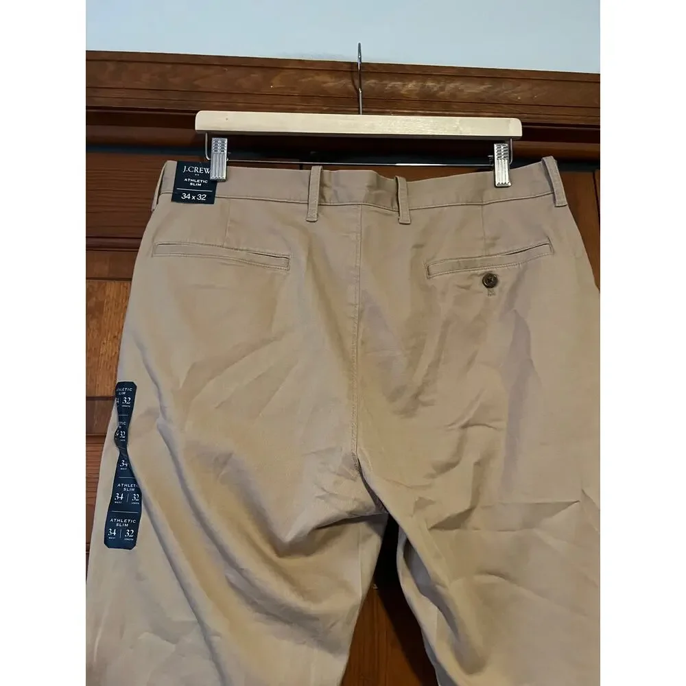 NWT J. Crew Factory Men's Athletic Slim-Fit Chino Pant British Khaki Size 34x32